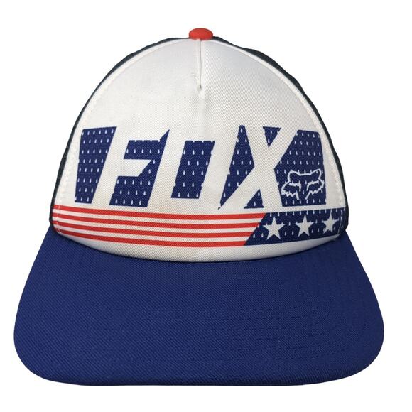 Fox Snapback Trucker Hat Multicolor One Size Adjustable Patriotic Mesh Back - Picture 1 of 9